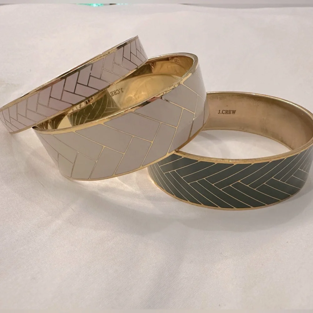 J Crew enamel bracelets chevron bangle- set of 3 - Picture 2 of 9